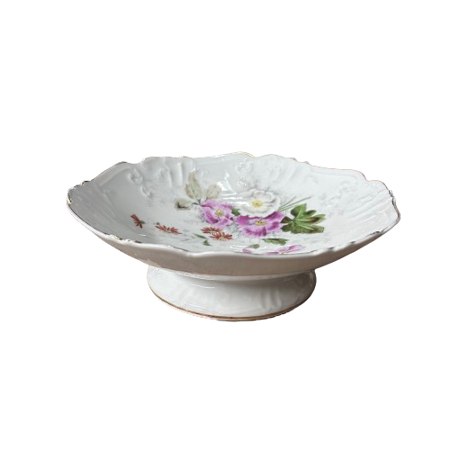 Vintage Floral Pedestal Plate 2.75”H