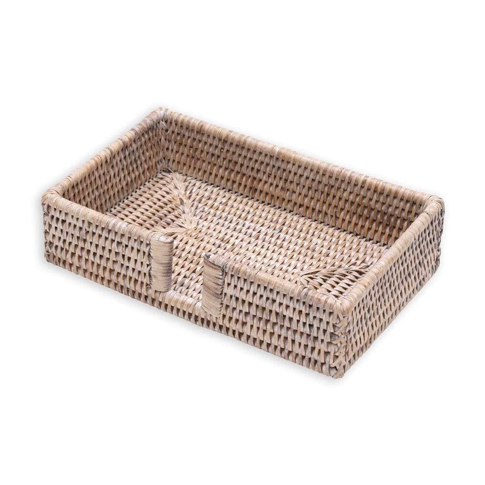 Whitewashed Rattan Guest Towel Napkin Holder