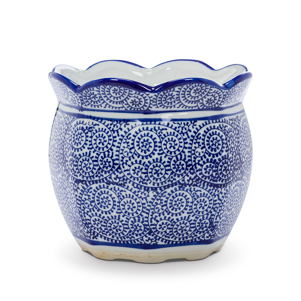 Blue & White Scallop Edge Planter